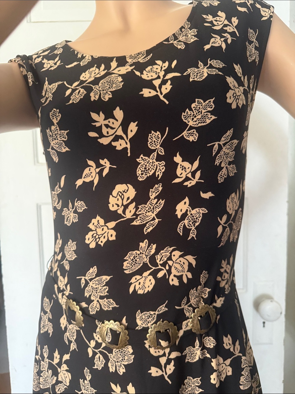 Ralph Lauren Black dress with Beige Floral Print